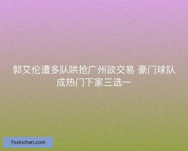 郭艾伦遭多队哄抢广州欲交易 豪门球队成热门下家三选一